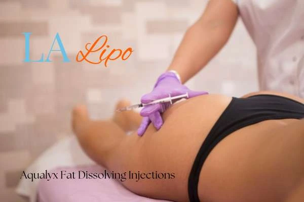 Woman having fat dissolving injections Warminster on thighs