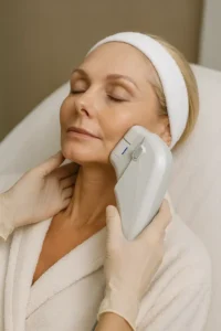 Woman receiving HIFU non surgical facelift treatment Warminster